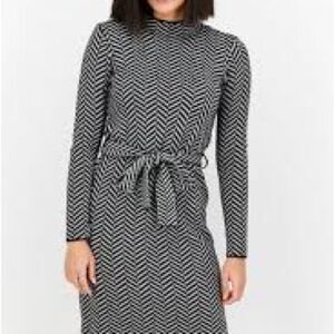 Ann Tylor Chevron Patterned Black and White Dress